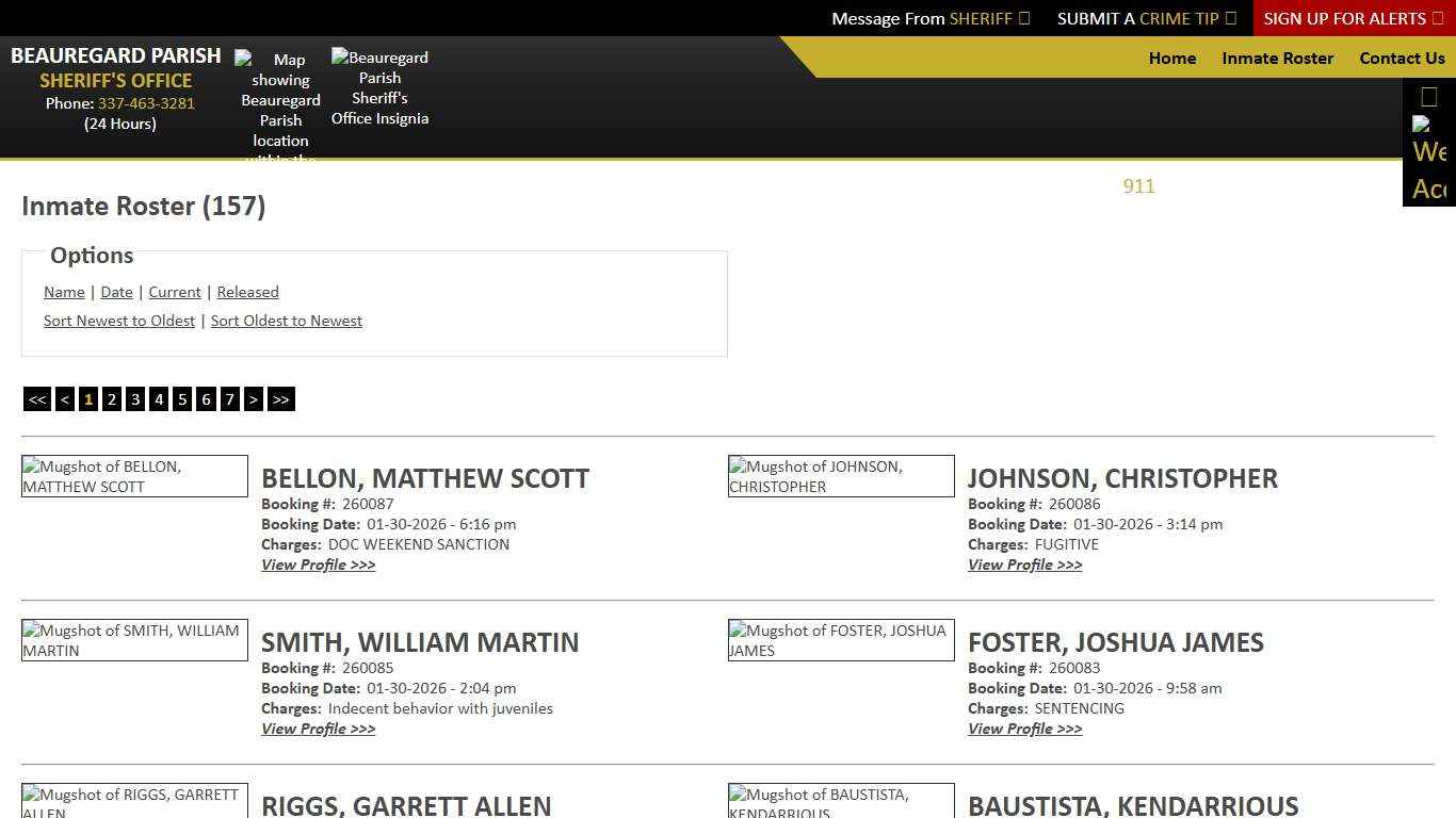 Inmate Roster - Current Inmates Booking Date Descending - Beauregard Parish Sheriff's Office